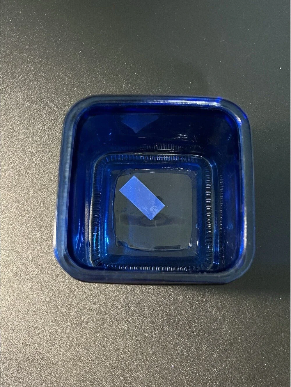 NWT Vintage 1990s Cobalt Blue Glass Square Vase, 4.5x5”